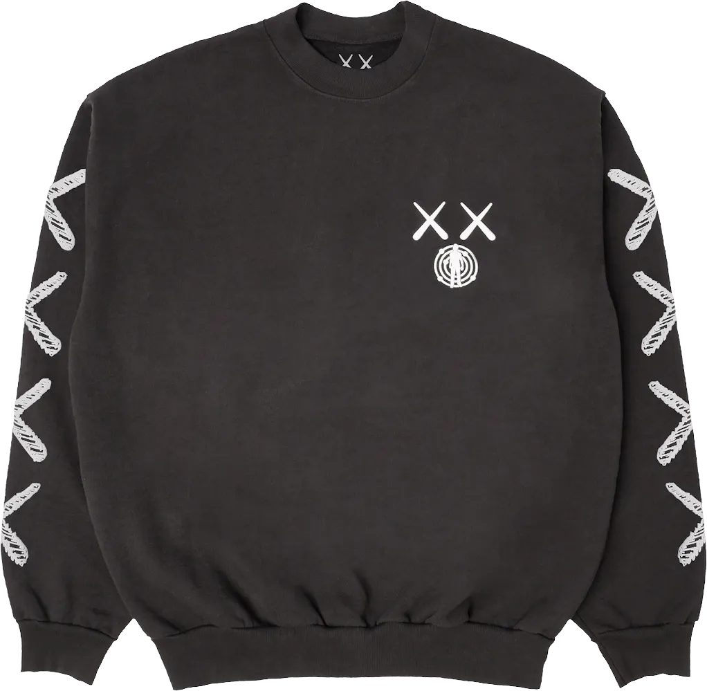 KAWS For Kid Cudi Moon Man Back Print Crewneck Sweatshirt Vintag